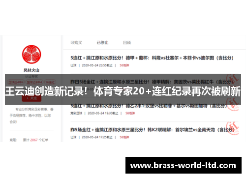 王云迪创造新记录！体育专家20+连红纪录再次被刷新